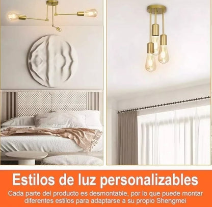 Lámpara De Techo Colgante, Moderna 6 Luces Dorada