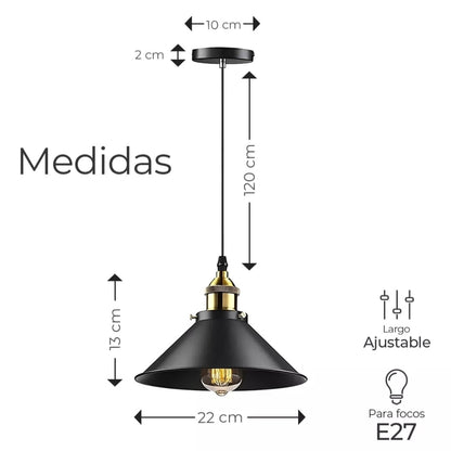 3 Lámparas Colgantes De Techo Vintage Ajustable
