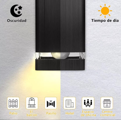 Lampara De Pared Led Moderna, Negra con 2 focos.