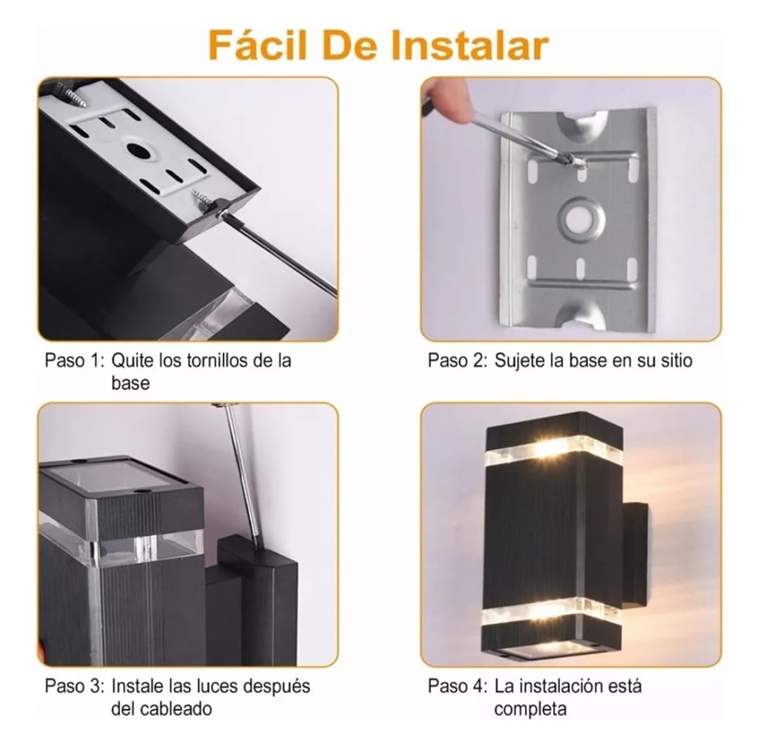 Lampara De Pared Led Moderna, Negra con 2 focos.