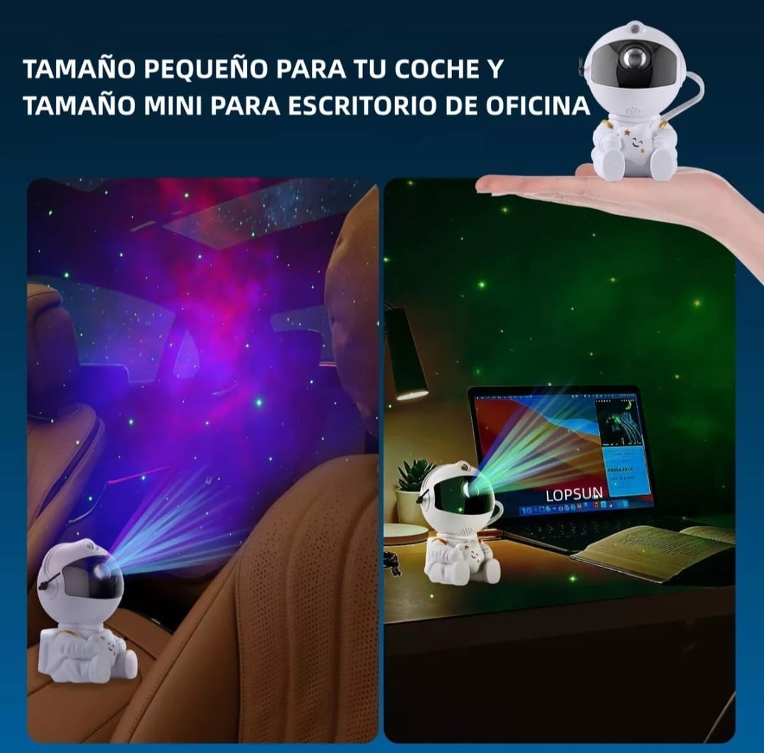 Lámpara proyectora de astronauta y galaxia para niños color blanco