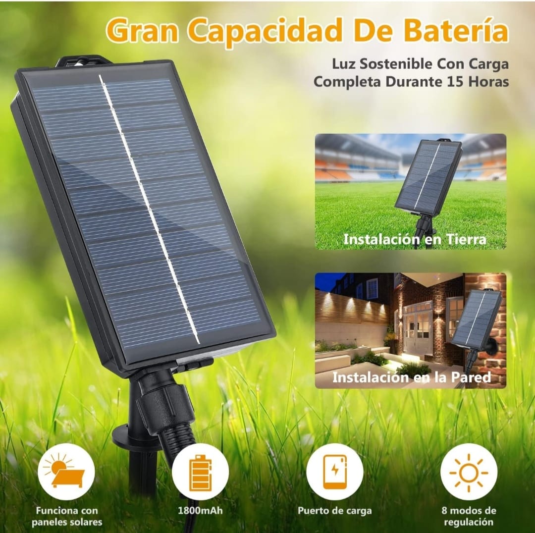 Guirnalda de Luces Solar G40 Exterior, 8 metros con 12 Focos Vintage + 2