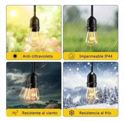 Serie de Luz Vintage LED 10 metros con 10 Focos + 1